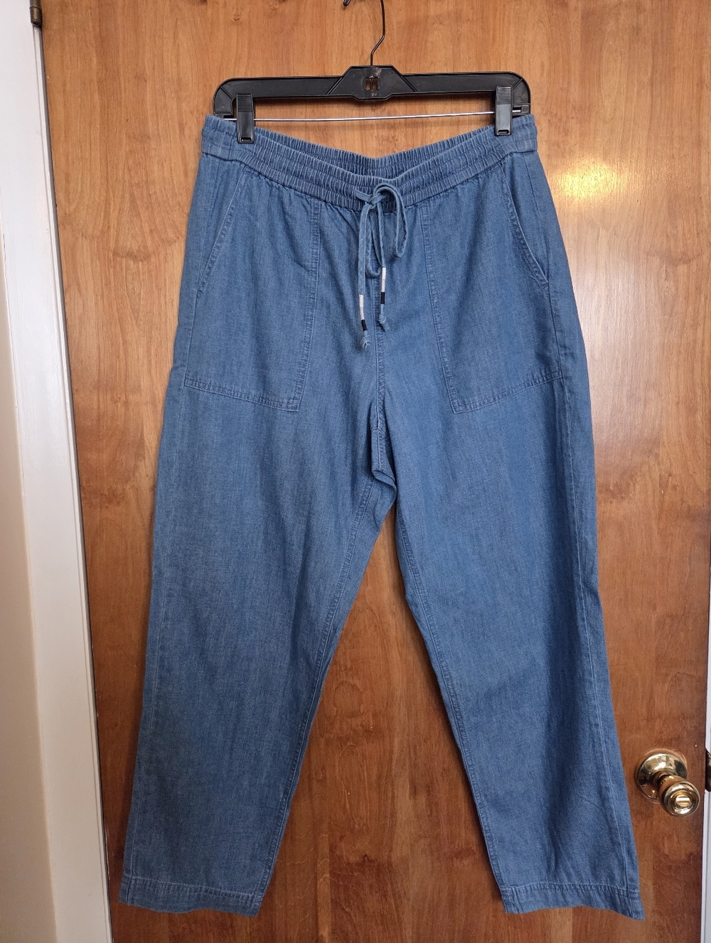 J Crew Drawstring Denim Pull On Pants - Blue